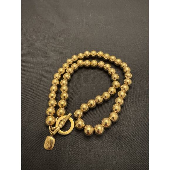 Ralph Lauren Vintage Necklace And Bracelet Gold Tone Toggle Clasp Set. - Picture 7 of 7